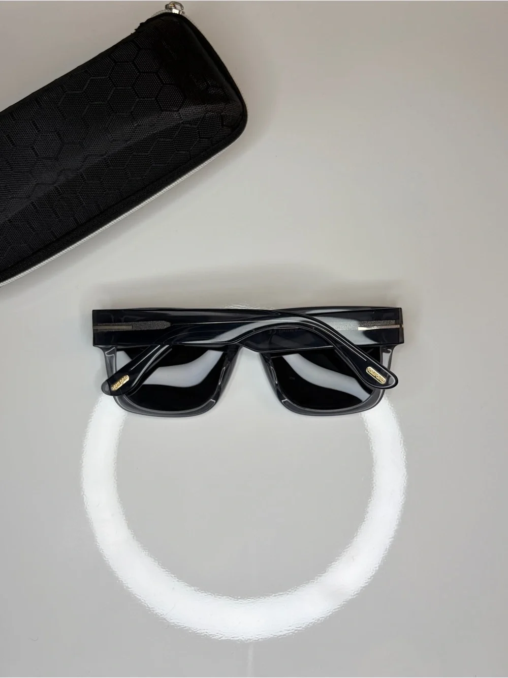 Men’s Original Designer TF Sunglasses with Grey Acetate Frame and Black Lenses